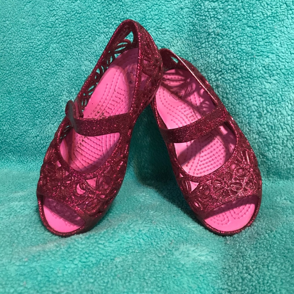 Pink Croc Kids Isabella Glitter Jelly Flat Toddler
